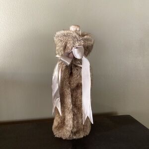 FAUX FUR WINE/CHAMPAGNE CHINCHILLA LUXURIOUS SOFT GIFT BAG